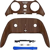 eXtremeRate Top Bottom Decorative Trim Shell Compatible with ps5 Edge Controller DIY Replacement Front Back Clip Shell, Custom Wood Grain Plates Cover Compatible with ps5 Edge Controller