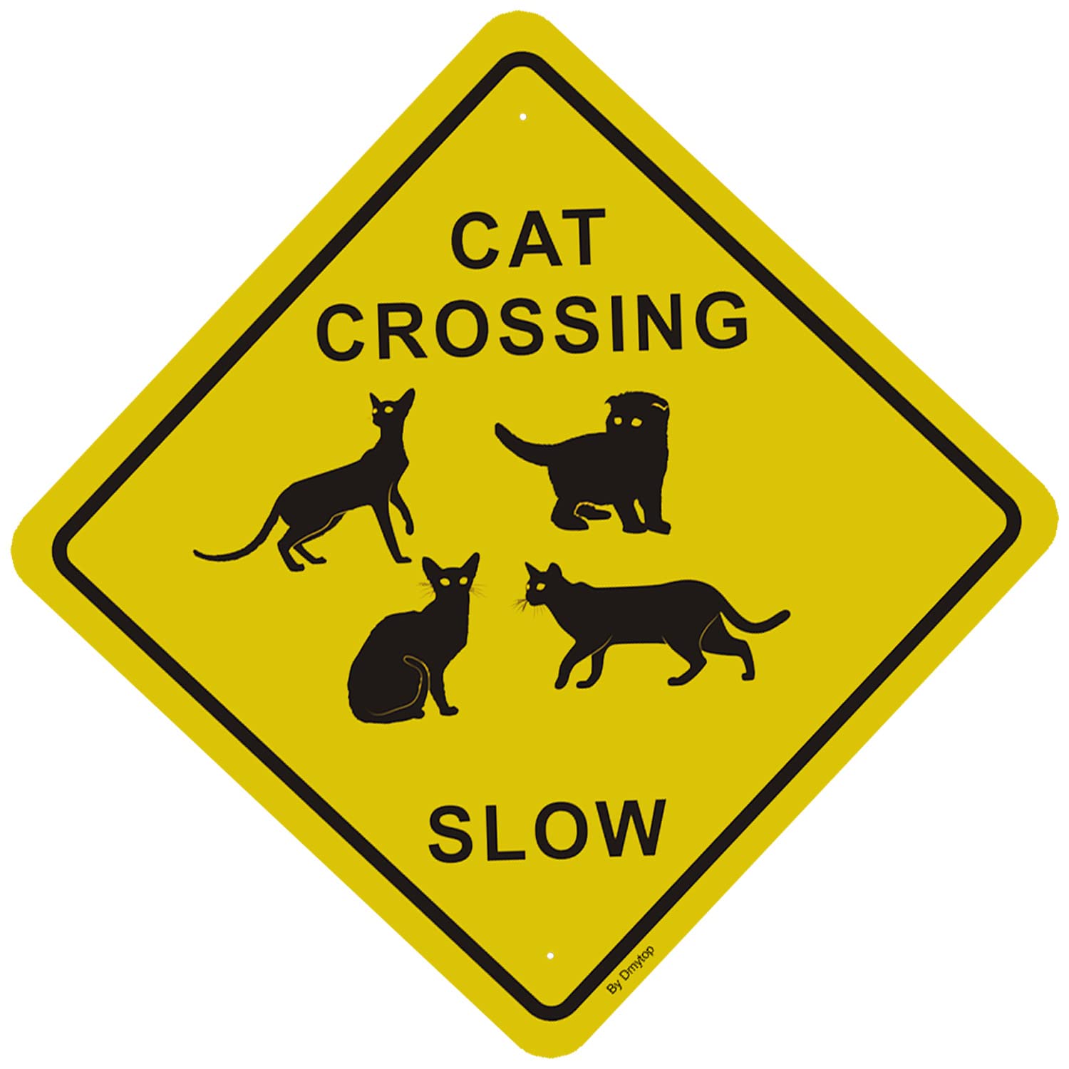 Cat Xing Crossing Sign, 30 x 30 x 0.1cm Rust Free Aluminum, Weather Fade Resistant, Easy Mounting, Outdoor Indoor Use