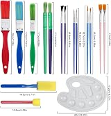 ZGTS 16Pcs Kids Paint Brushes Set with Palette Art Supplies for Children view 2
