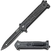 MTech USA &ndash; Pocket Folding Knife &ndash; Stonewashed Finish Stainless Steel Blade and Handle with Glass Punch and Pocket Clip - Hunting, Camping, Survival, Tactical, EDC &ndash; MT-A840P