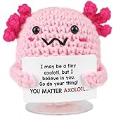 SZMDLX Crochet Axolotl,Mini Funny Knitted Support Crochet Animal with Stand for Birthday Mothers Fathers Day Festival Home Office Decor Desk Décor Friend Him Her