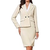 Allegra K 2 Piece Suit Skirt Set for Women's Business Button Closure Long Sleeve Blazer and Pencil Skirt Outfits