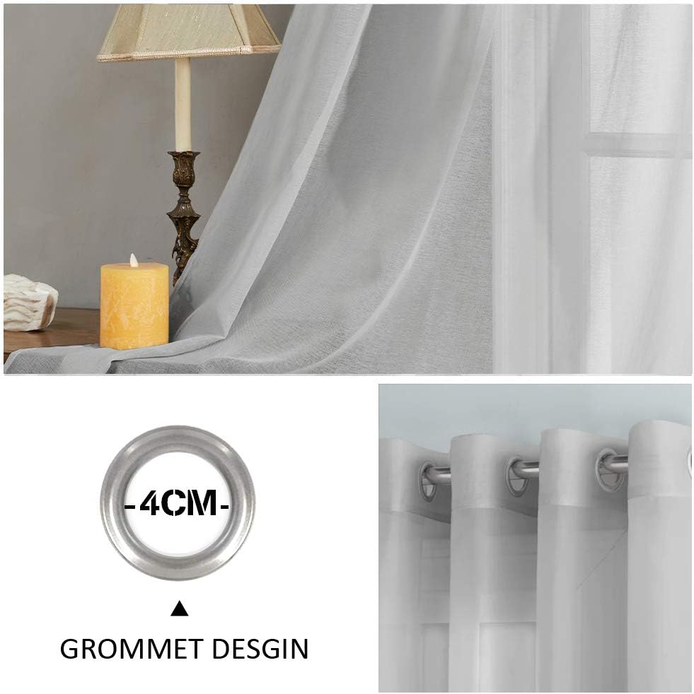 MRTREES Grey Voile Curtains 72 Drop Pair - Image 3