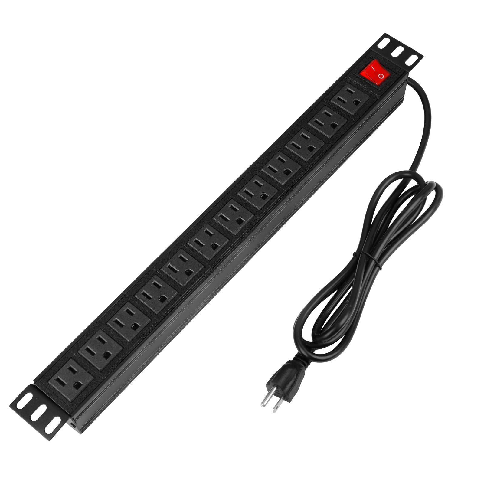 Photo 1 of BTU Power Surge Protector Rack-Mount PDU, 12 Outlet Power Strip with Switch, Metal Mountable Heavy Duty for Server Racks, Garage Shop, Industrial Commercial (Black 6FT)