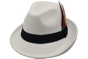 MIVBUKS Unisex Trilby Hats Classic Fedora Hats for Women Men Dress Hats Felt Short Brim Fedoras Hat Panama Hat with Band