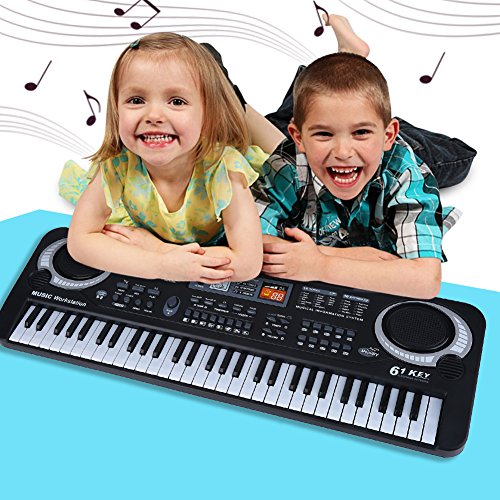 Kids Piano Keyboard 61 Key Multi-Function Portable Electronic Digital Piano with Microphone Electronic Organ Musical Keyboard Piano Educational Toy for Kids Children Toddlers Christmas Gift