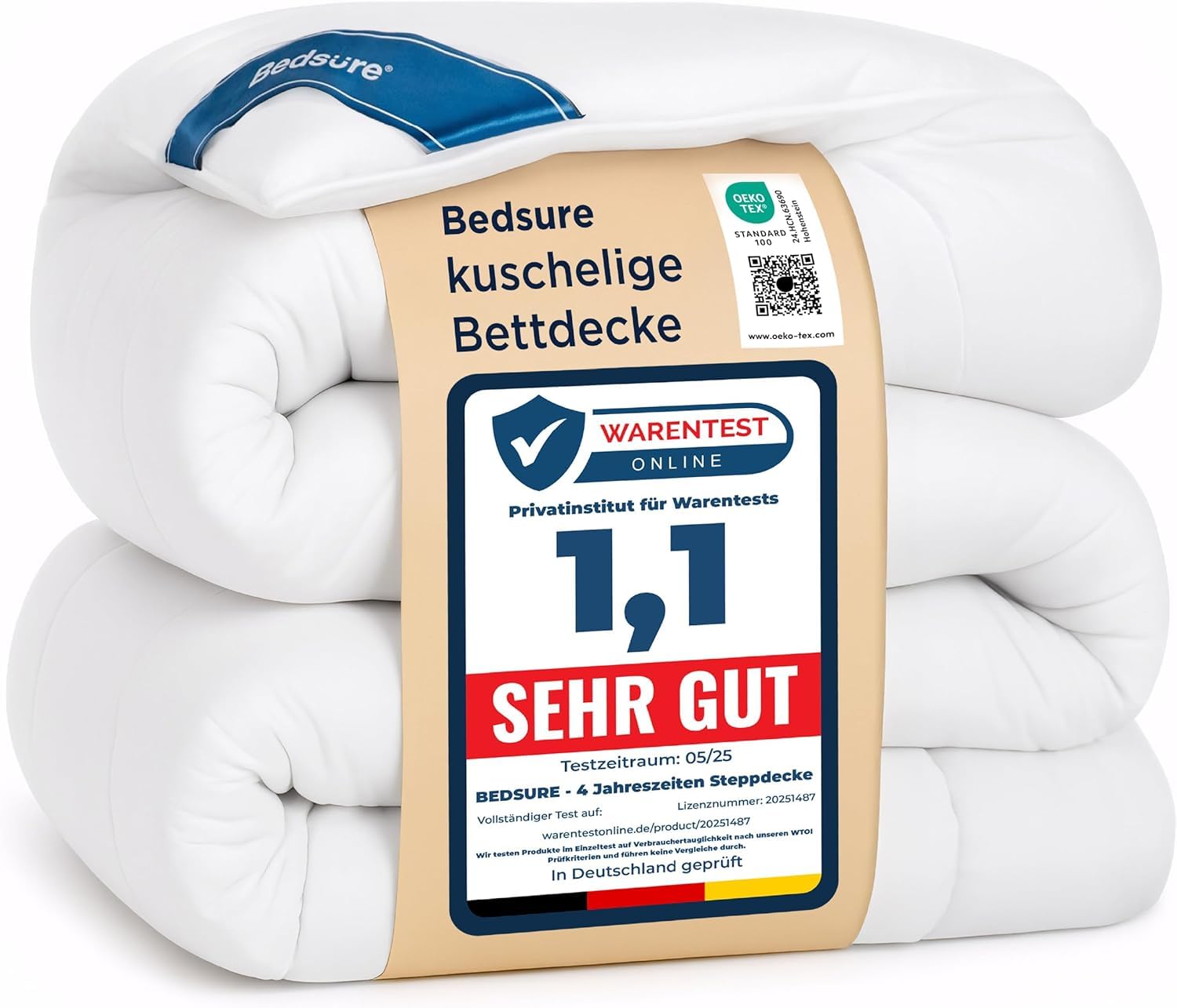 Bedsure 10.5 Tog Single Duvet- Machine Washable- All Season 300GSM Microfiber Quilt Duvet with Corner Tabs, 135x200cm