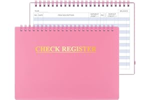 BLUGOOL Checkbook Register, Check Registers for Personal Checkbook, Financial Ledger, Checking Book Register for Debit Card & Personal Bank Checks Order Online - Wide Edition, 8.4" x 6.1" (Pink)