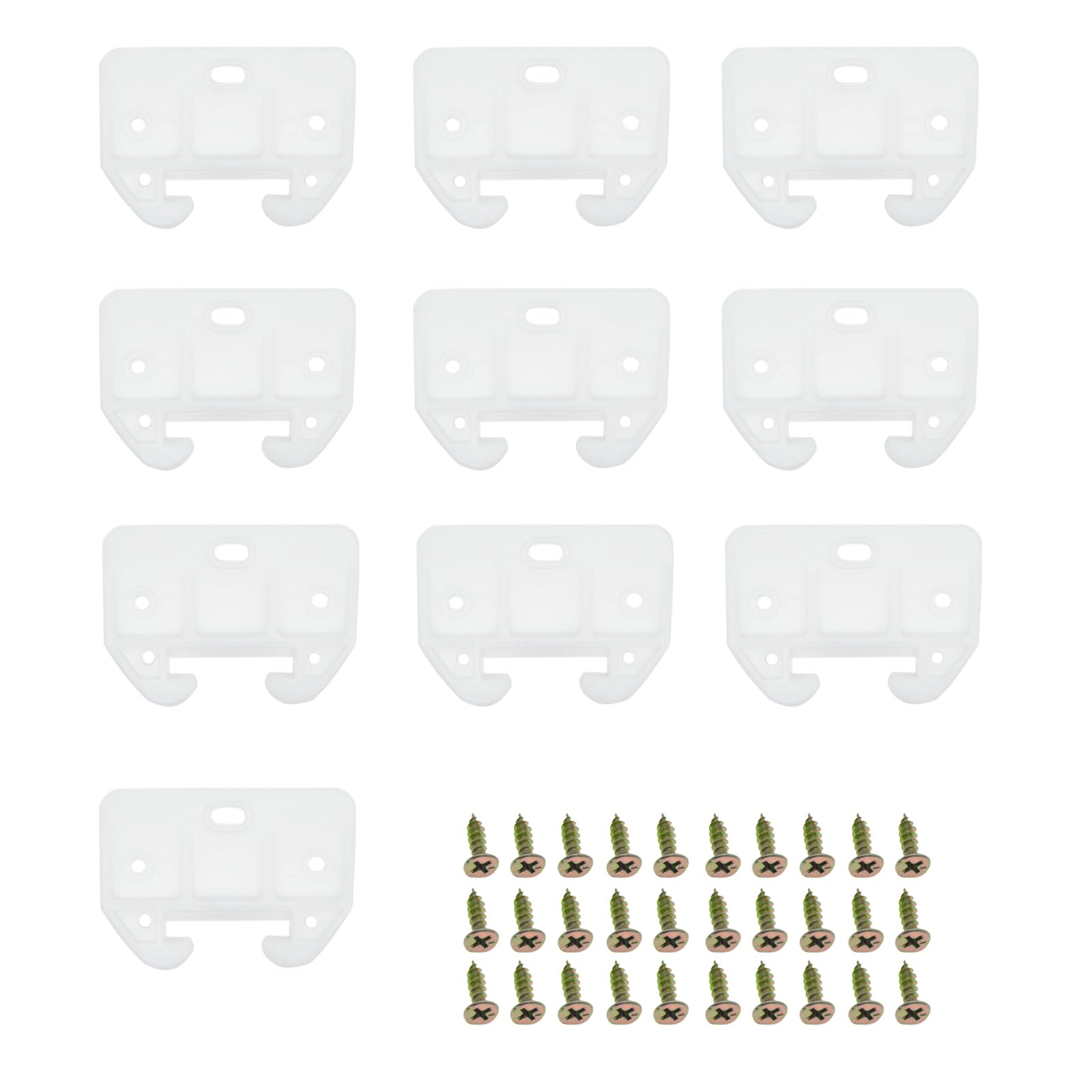 Photo 1 of 10 Pcs Plastic Rear Drawer Guides Drawer Track Rail Guide Brackets with Screws for Dresser Cabinet,Hutches,Drawer Systems,Furniture and Wardrobe,White(59x41.5x7.5mm)