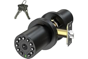 iulock IU-20 Code Door Lock, Electronic Door Knob with Keypad and Key, Auto Lock, Waterproof, Passage Function, Long Battery Life,50 Codes, Easy to use and Install for Office/Warehouse/Bedroom/Garage