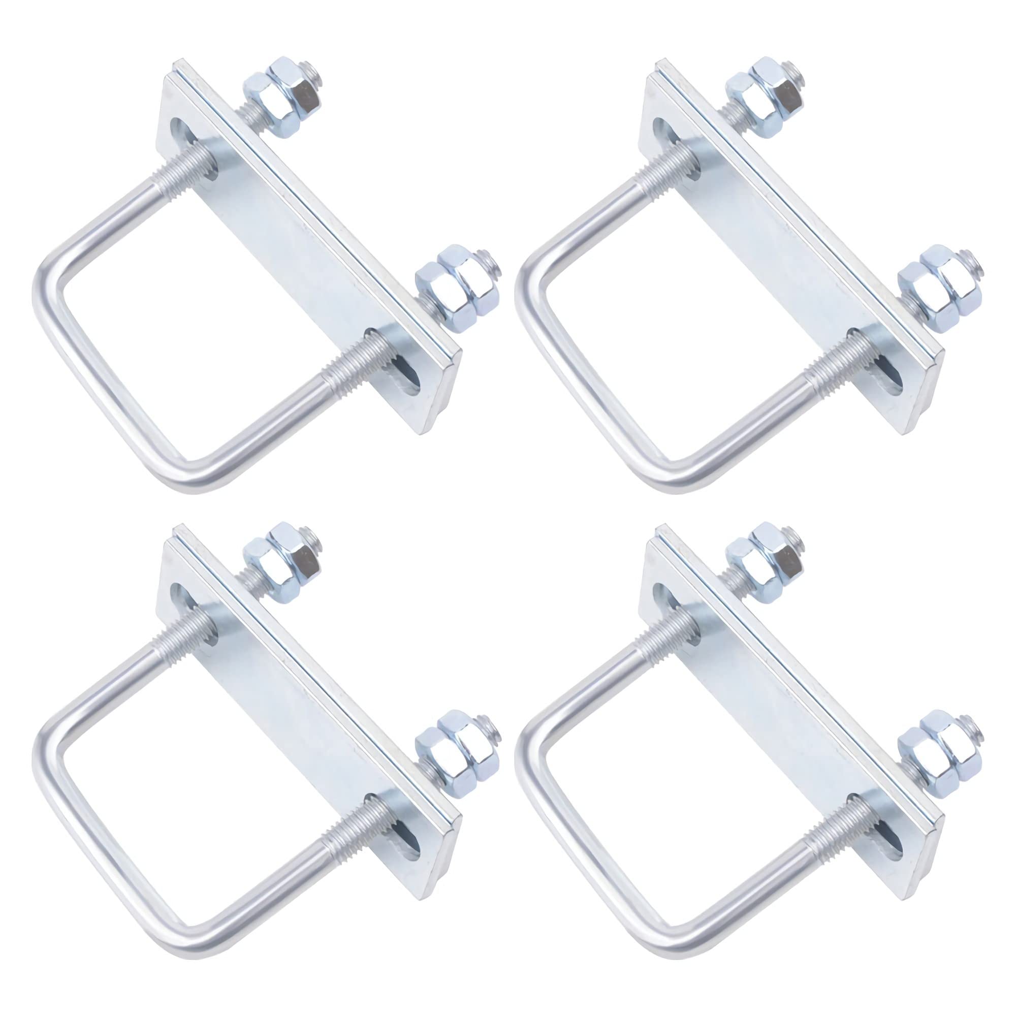U-Bolts 4pcs Square Brackets U Bolts U-Clamp M8 Bolts U-Bolts with Nuts Frame Plate for Pipeline Construction Installation and Industrial Applications