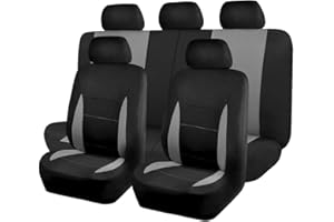 Flying Banner Car Seat Covers Front Seats Rear Bench Polyester car seat Protectors Easy installations Rear Bench Split Classic Man Lady Truck (Full Set - Low Back, Black Gray)