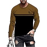 SOLY HUX Men's Color Block Graphic Tees Casual Crew Neck Long Sleeve Vintage T Shirts
