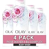 Olay Body Wash for Women, Fresh Radiance, Refreshing & Renewing, Made with Plant Based Cleansers, B3 Botanical Complex, For All Skin Types, Rose Water & Sweet Nectar Scent, 22 fl oz (Pack of 4)