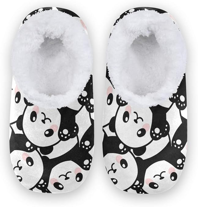 Fuzzy Panda Slippers | Panda Bear Animal Slippers