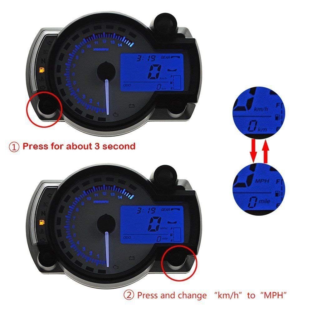 Samdo 7 Color Mua SAMDO Motorcycle Speedometer 299 Kmh Mph 7 Color 14000RPM ...