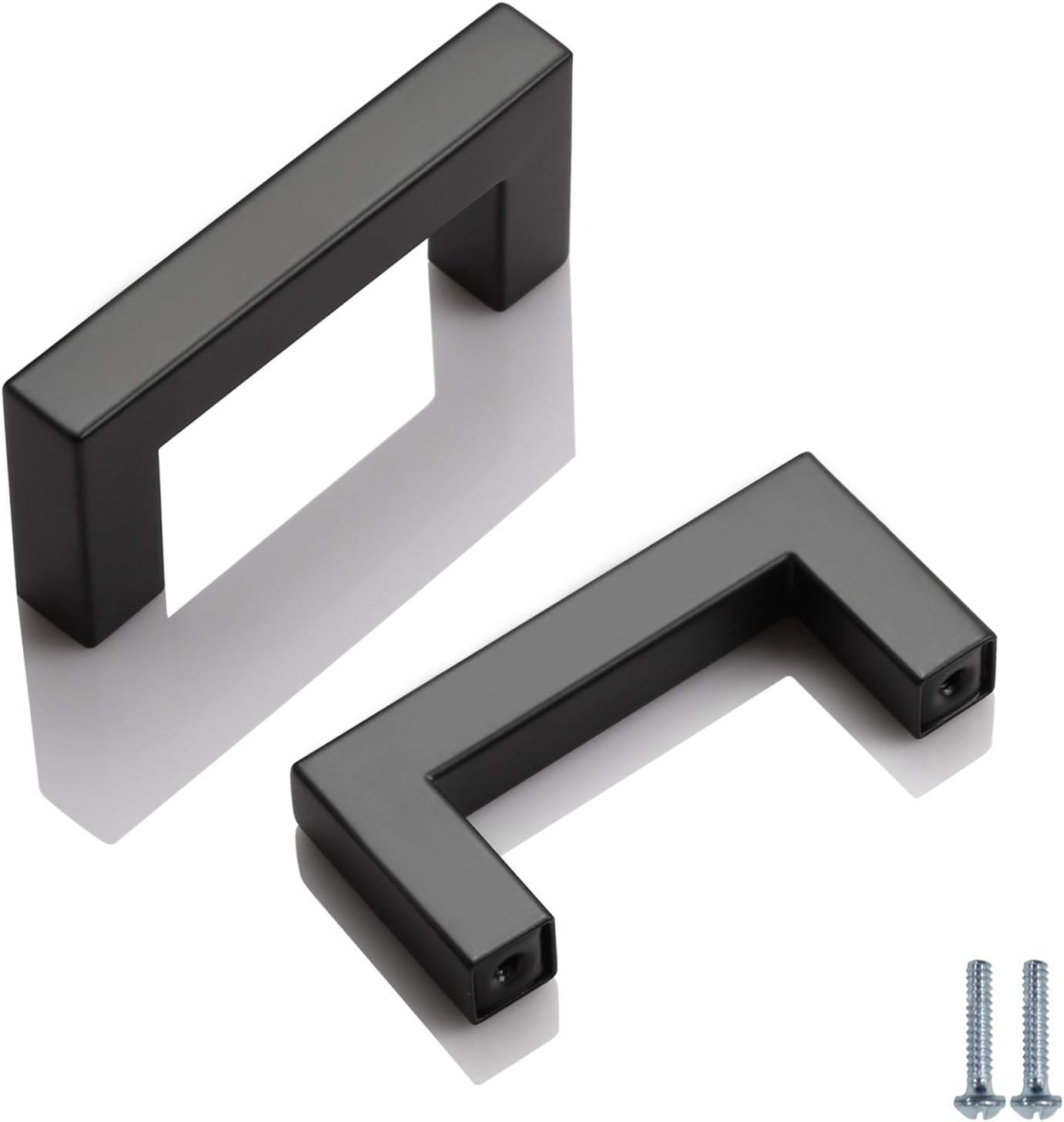 Amazon Com 5 Pack Probrico Black Cabinet Handles Square Drawer Pulls 2 1 2 Inch 64mm Hole Center Kitchen Cabinet Hardware Modern Euro Cabinet Pulls Stainless Steel Cupboard Drawer Handles Home Improvement