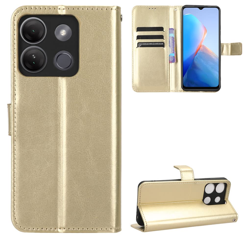Infinix Smart 7 HD Case [Wallet Case] [Kickstand] [Card Slots] [Magnetic Flip Cover] Compatible with Infinix Smart 7 HD Smartphone(Golden)