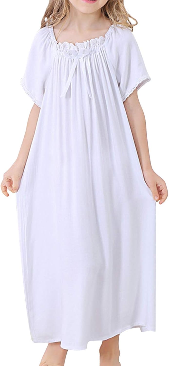 BOOPH Girls Dress Toddler White Casual Dress Princess Skirt for Girl 3-12 Years: Clothing