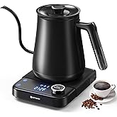 Gooseneck Electric Kettle HIYAKOI with ±1℉ Temperature Control, Pour Over Kettle for Coffee & Tea, 1200W Rapid Heating, Stainless Steel Water Boiler with 12H Keep Warm & Built-in Timer, 0.8L/27oz