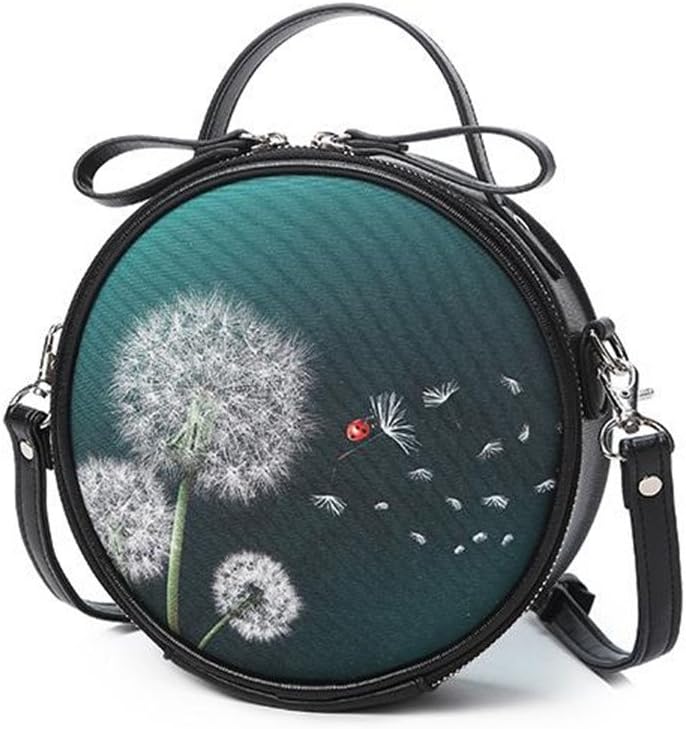Women Mini Waterproof Handbag Crossbody Shoulder Round Clutch Long Chain Canvas Zipper Bag