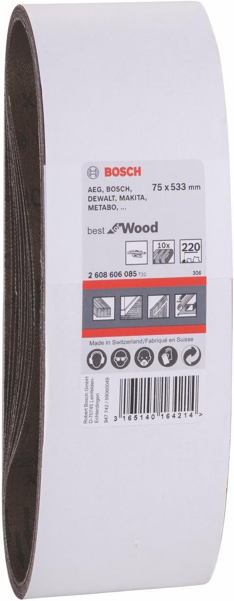 Bosch 10x PRO Paint on Wood and Hardwood X440 Sanding Belt for Sanders (for Paint on Wood Hardwood, 75 x 533 mm, Grit 220 - Image 4