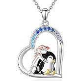 KQF Penguin Necklace for Women 925 Sterling Silver Penguin Heart Pendant Necklace Penguin Jewelry Gifts for Women Daughter