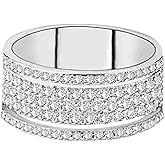 SUKKCCNO 925 Sterling Silver Rings Cubic Zirconia Eternity Engagement Wedding Bands Wedding Rings for Women Anniversary Eternity Bands 3 Band Width Rings CZ Engagement Bridal