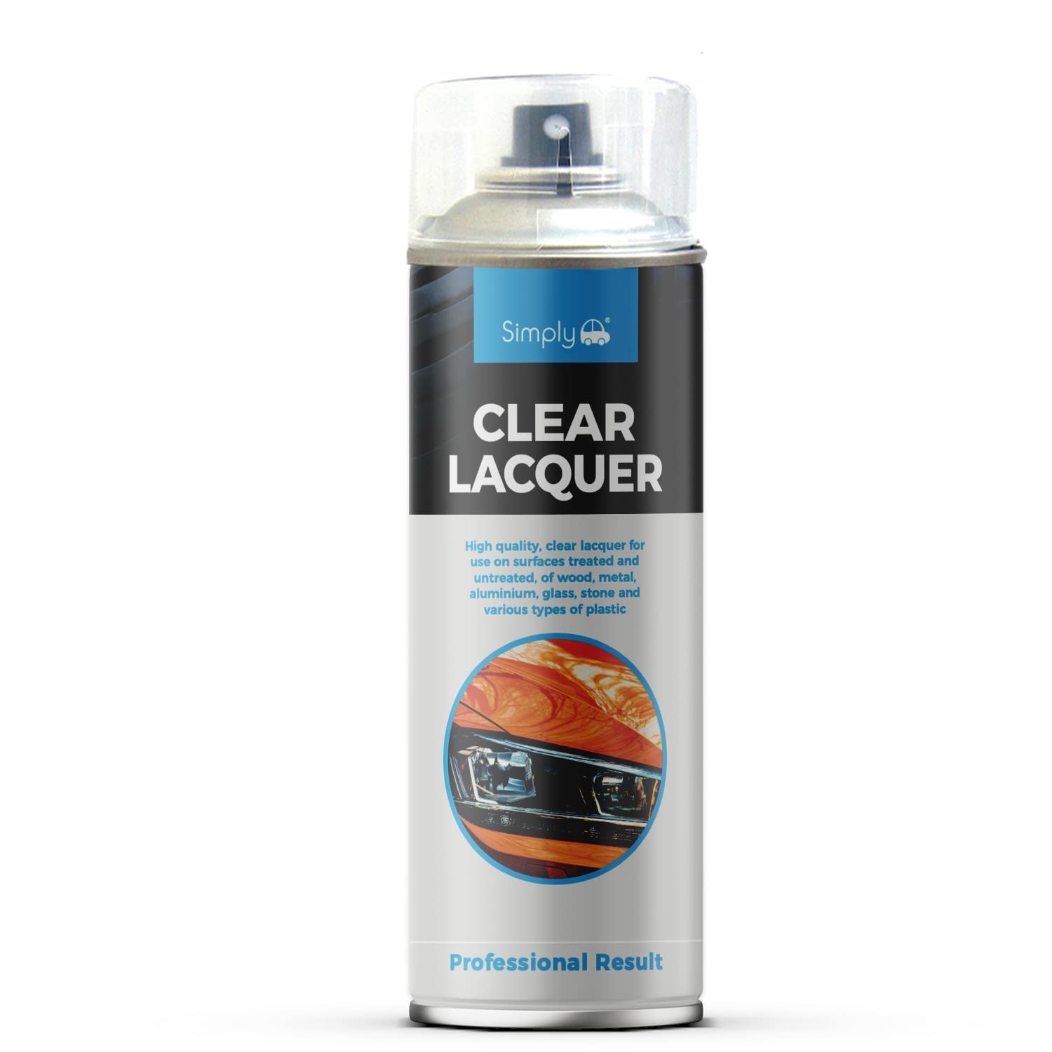Simply SP-023 Clear Lacquer Varnish Gloss Aerosol Spray – For Use on surfaces treated & untreated on Metal, Aluminium, Glass, Stone & Various Plastics – 500 ml
