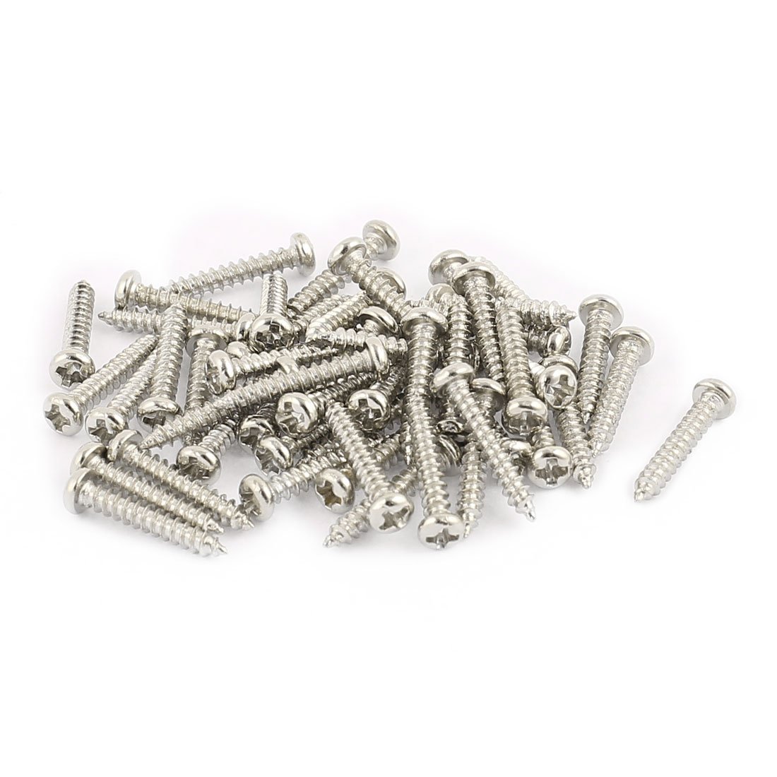 sourcing map 50pcs M2 x 12mm Stainless Steel Phillips Pan Round Head Self Tapping Screws