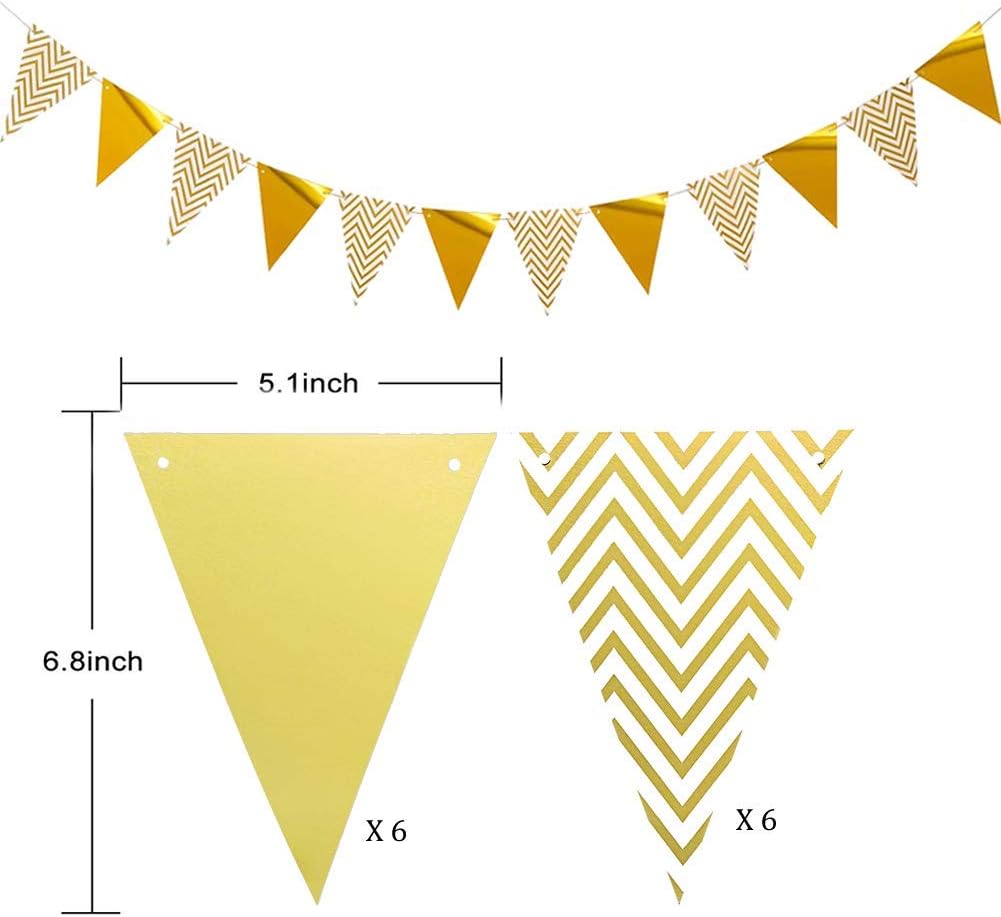 Dusenly Gold Glitter Congratulations Banner Triangle Flag Banner Golden Pennant Garland and Gold Swirls Hanging Decorations for Wedding Bridal Shower and Graduation Party Decoration - Image 4