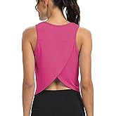 Mippo Workout Tops for Women Cropped Open Back Sleeveless Tank Tops Athletic Gym Yoga Shirts Loose Fit