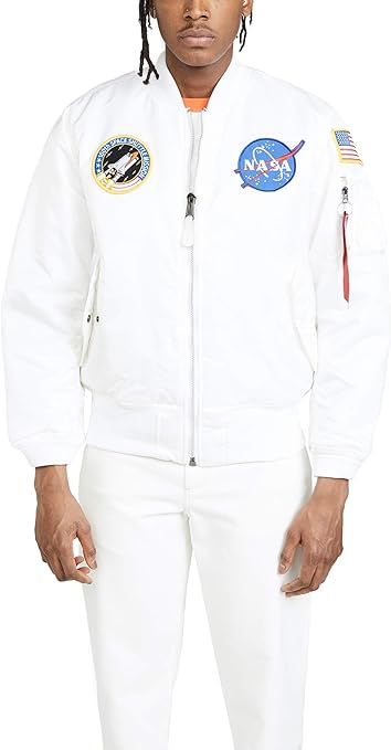 Alpha Industries Men S Nasa Ma 1 Flight Bomber Jacket White Medium Amazon Es Ropa Y Accesorios
