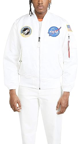 Alpha Industries Men's NASA MA-1 Flight Jacket, White, XL in Oman