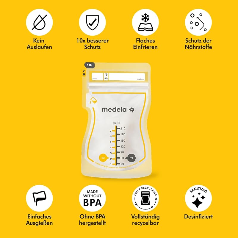 Easy Pour Einweg-Muttermilchbeutel 210 ml – Auslaufsicheres Design mit Milchschutz – BPA-freie Aufbewahrungsbeutel – 100er Pack