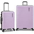 Traveler's Choice Archer Polycarbonate Hardside Spinner Luggage Set, Tie Down Straps, Light Purple, 2-Piece