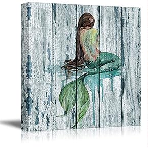 NWT Canvas Wall Art Cartoon Beautiful Mermaid Painting...