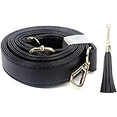 BEAULEGAN Purse Strap Replacement - Full Grain Microfiber Leather - 59 Inch Long Adjustable for Crossbody Shoulder Bag - 1 Inch Wide, Black/Gold