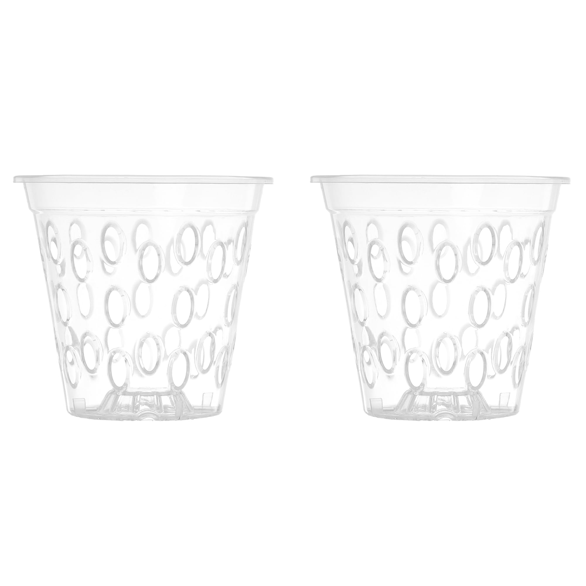 Kalapanta Transparent Plastic Pot for Orchids with holes, Mesh Pot with raised bottom (2 pots)