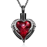 shajwo Cremation Jewelry Angel Wing Heart Urn Necklace for Ashes for Women Memorial Human Pet Ashes Pendant