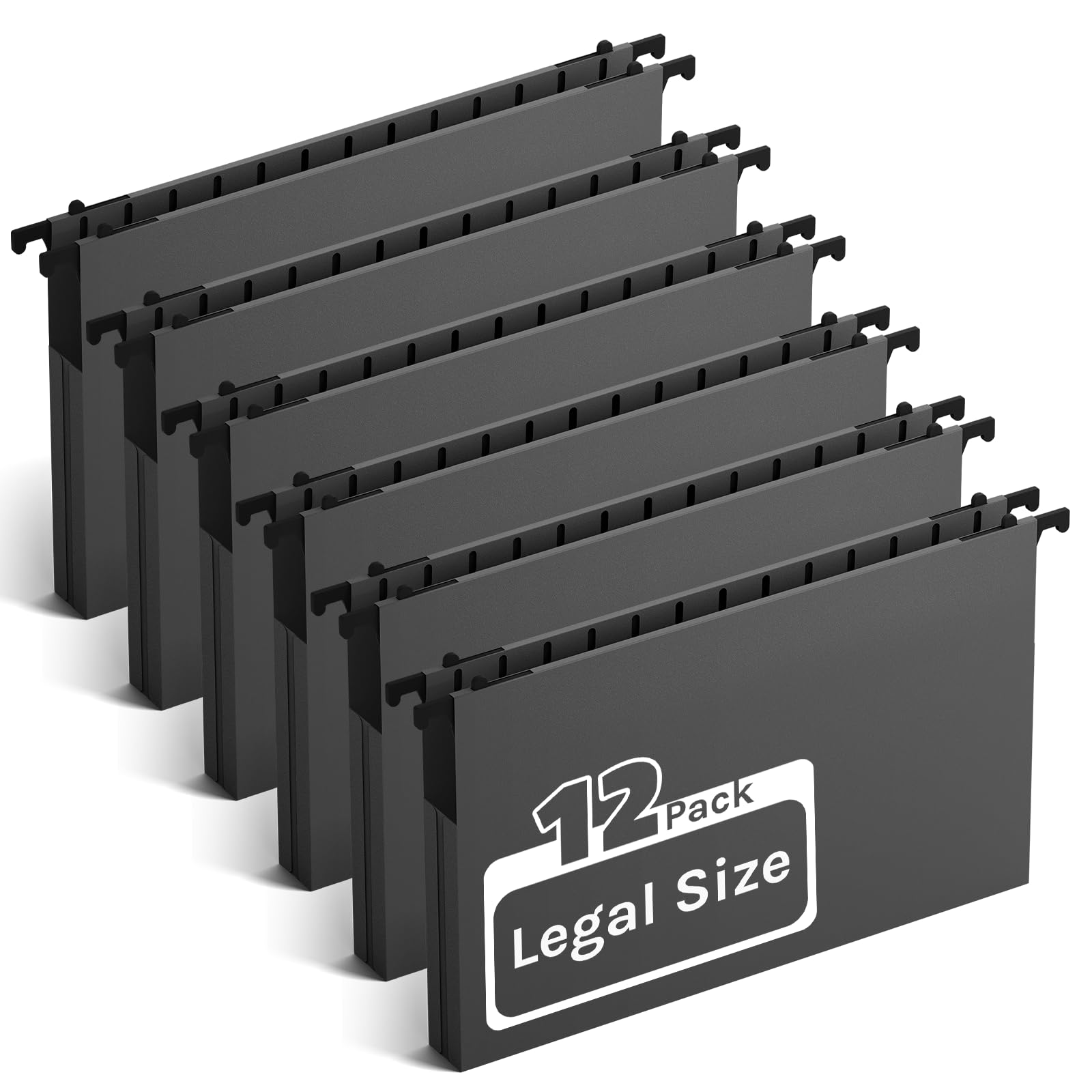 Photo 1 of Ansook Plastic Legal Hanging File Folders,1”Expanding Accordian Pocket,Heavy Duty for Filing Cabinet,Insertable Tabs,Black Legal Size Hanging Folders,Hard and Durable Hang Folders,Black,12 Pack