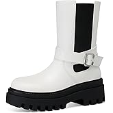 CELLENZ Women Chelsea Ankle Boots: Comfortable Flat Boots - Platform Booties Womens - White Leather Fall Ankle Boot Size 11