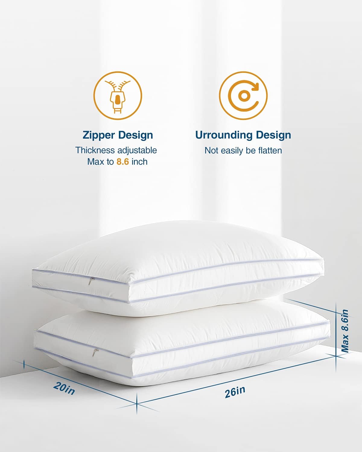 LuerJia Bed Pillows for Sleeping，Luxury Hotel Collection Pillows，Standard Pillows Set of 2，20 x 26 Inches，Soft Cooling Pillow for Side Sleepers,Back,Stomach: Kitchen & Dining