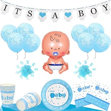 Layal Design Baby Shower Deko Set Fur Eine Its A Boy Junge Babyparty 24 Personen Amazon De Spielzeug