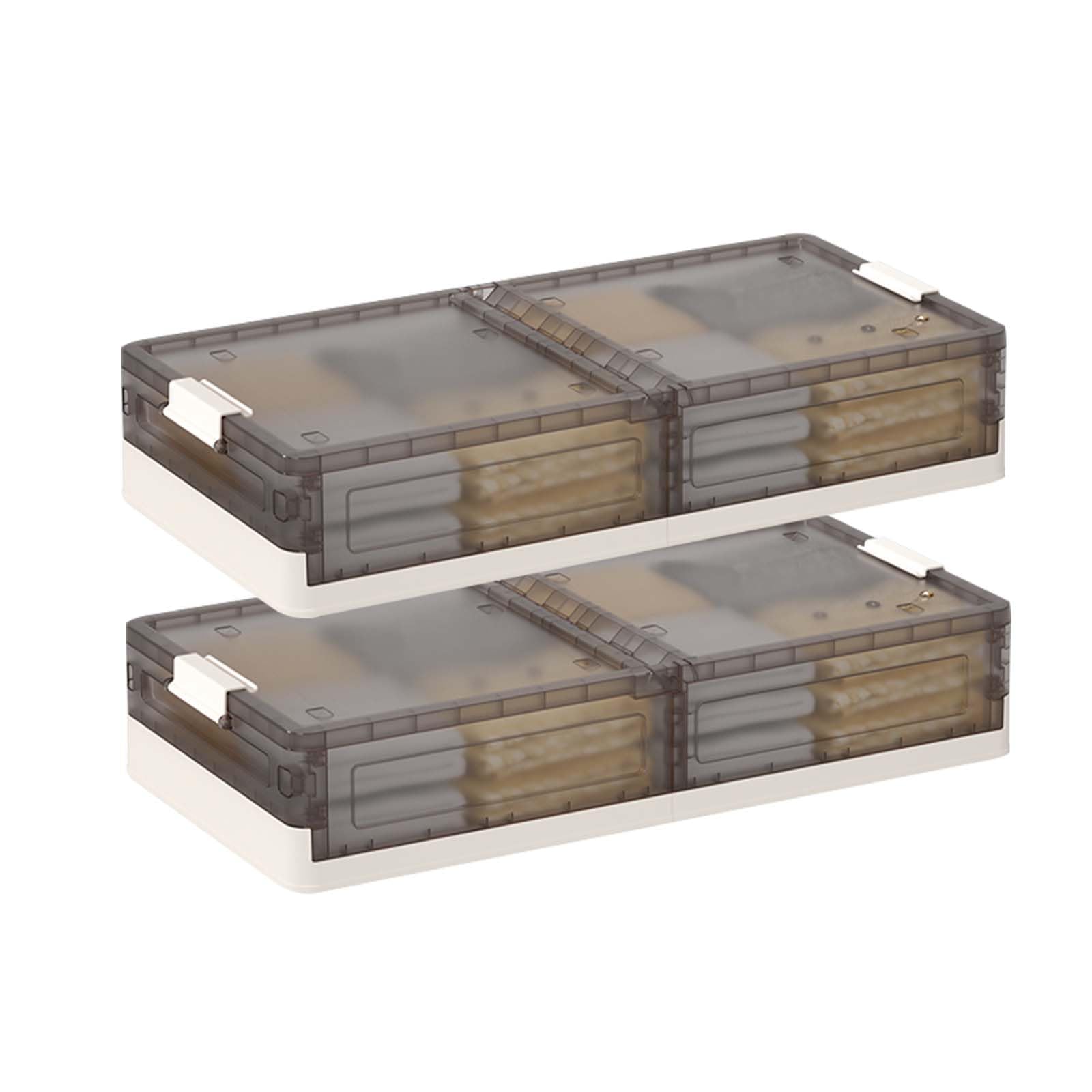 Photo 1 of **only 1** 2 Pack Foldable Under Bed Storage With Wheels Plastic Containers With Secure Buckles Stackable Rolling Bins Foldable Plastic Storage Boxes With Lids for Shoes Clothes Books Toys