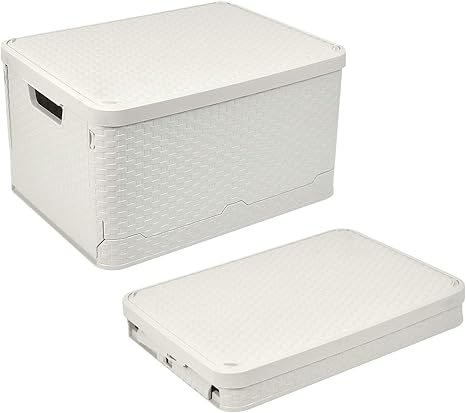 Amazon 収納ボックス 収納ケース 折りたたみ 大容量 40l 組立簡単 蓋付き 取っ手付き 防塵 防カビ 防湿 衣装ケース 整理ボックス おもちゃ 雑貨 小物 書類 衣類 引っ越し 車載用 収納便利 多機能 おしゃれ 人気 1セット 収納ケース ボックス オンライン通販