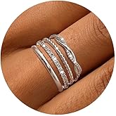 KMPTACDN Gold Stackable Rings for Women Non Tarnish, Dainty 14K Gold Plated Stacking Thumb Rings Set Cubic Zirconia Stack Thin Ring Trendy Statement Promise Wedding Bands Rings for Women Size 5-10