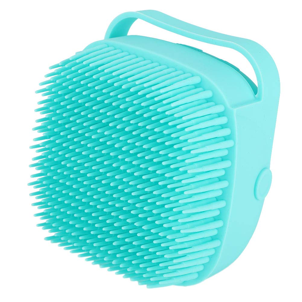 Yolispa Pet Bath Brush Dog Grooming Brush - Silicone Cat Dog Cleaning Washing Brush with Shampoo Storage Dispenser Brushes Hair Fur Grooming Cleaning Scrubber for Short Haired Dogs Cats Shower -Green