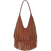 LUI SUI Fringe Hobo Purses for Women Vintage Black Fringe Shoulder Bag Western Tassel Handbags