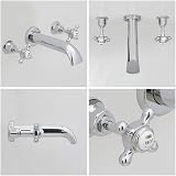 Milano Elizabeth Wall Mounted 3 Tap-Hole Bath Filler Tap Crosshead Handles view 4